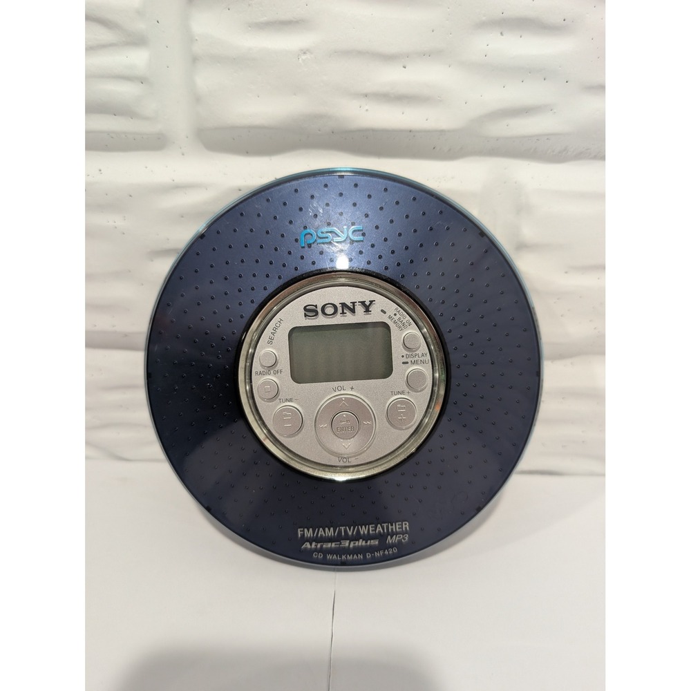 Y2K Sony Psyc CD Walkman D-NF420 Portable MP3 Player FM AM TV Weather Radio Blue